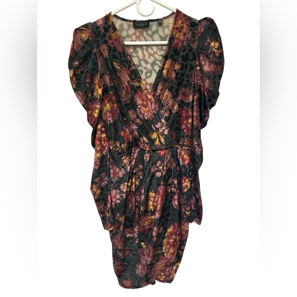 Ted Baker Jayn floral wrap devoré velvet woven mini dress